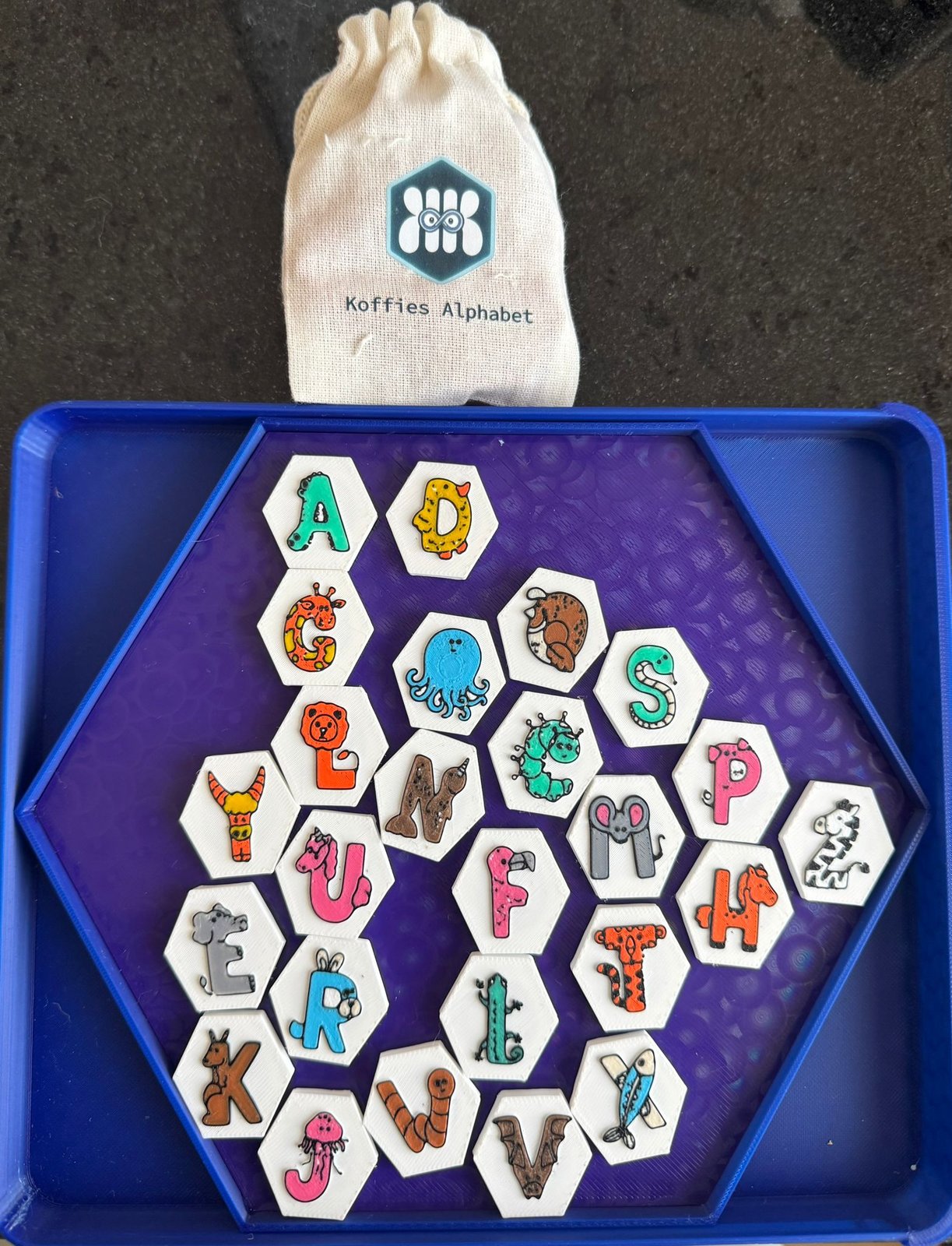 Koffies Hive Board - Alphabet Edition